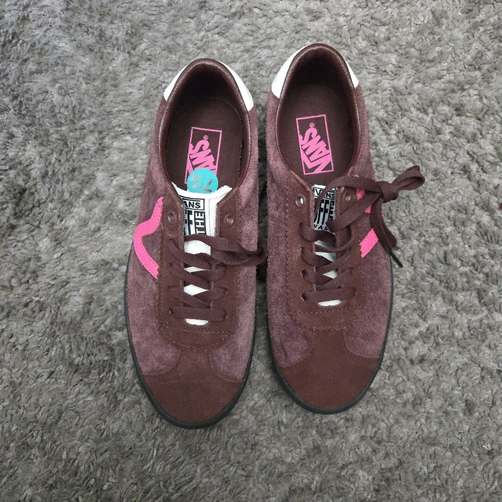 Vans Brown Sport Low Sneakers Women Size 9 Suede Brown And Pink 102025 - Picture 5 of 7